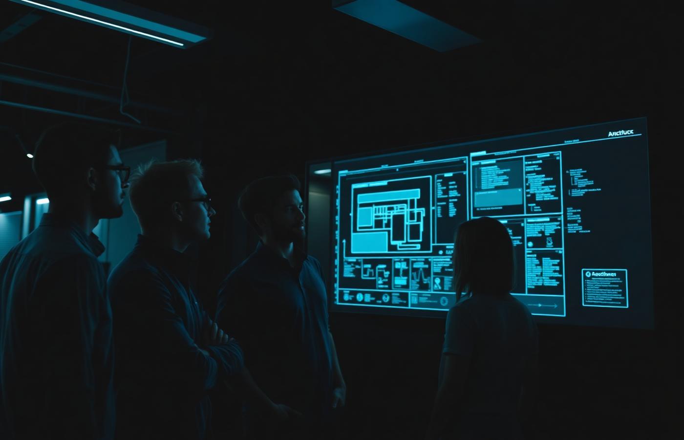 AOS engineers reviewing a solution architecture